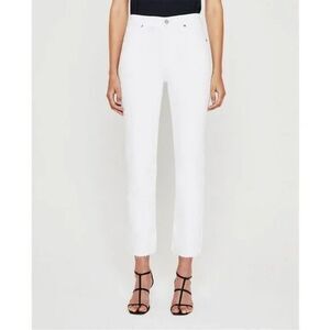 32r AG Adriano Goldschmied Alexis Crop High-Rise Vintage Straight Raw Hem White